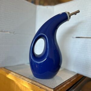 EVOO Bottle Olive Oil Dispenser Rachael Ray Stoneware Cruet Blue H0168 24oz EUC